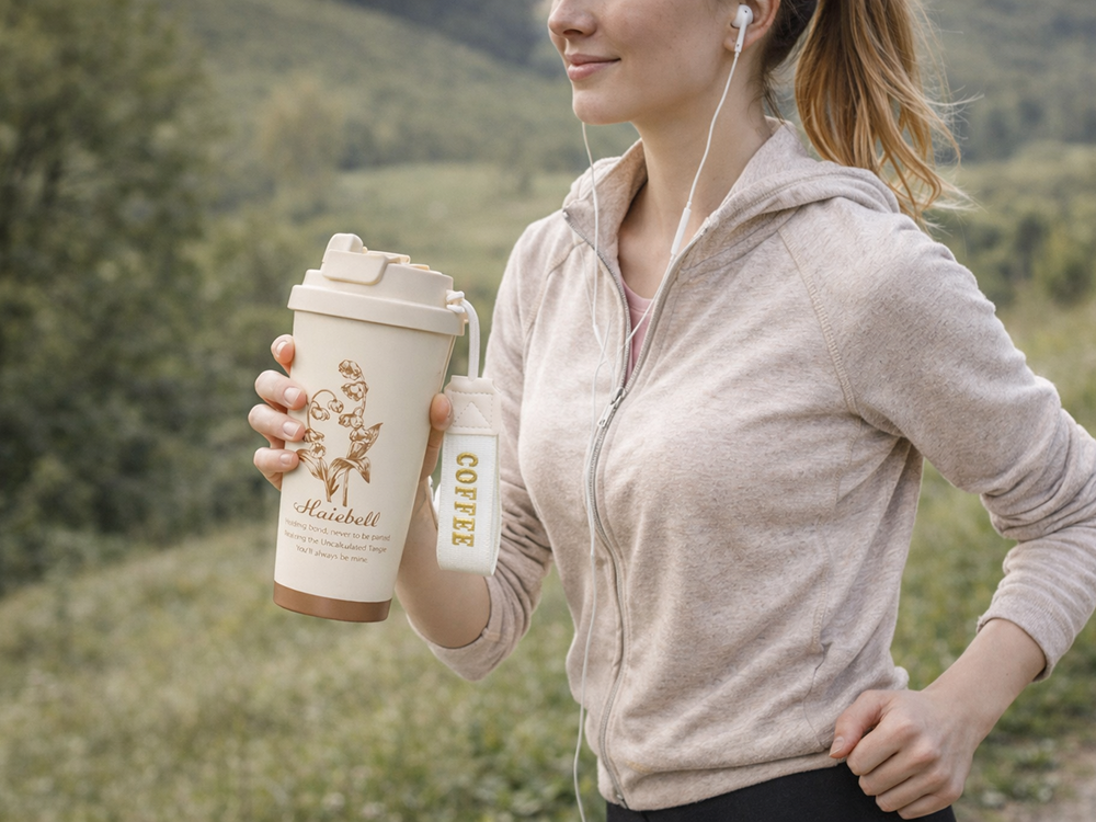 Insulated Travel Tumbler with Straw 530ml Stainless Steel, Cream