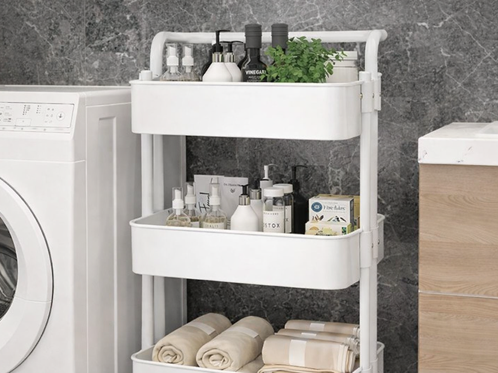 3-Tier Rolling Utility Cart Metal Storage Organizer, White