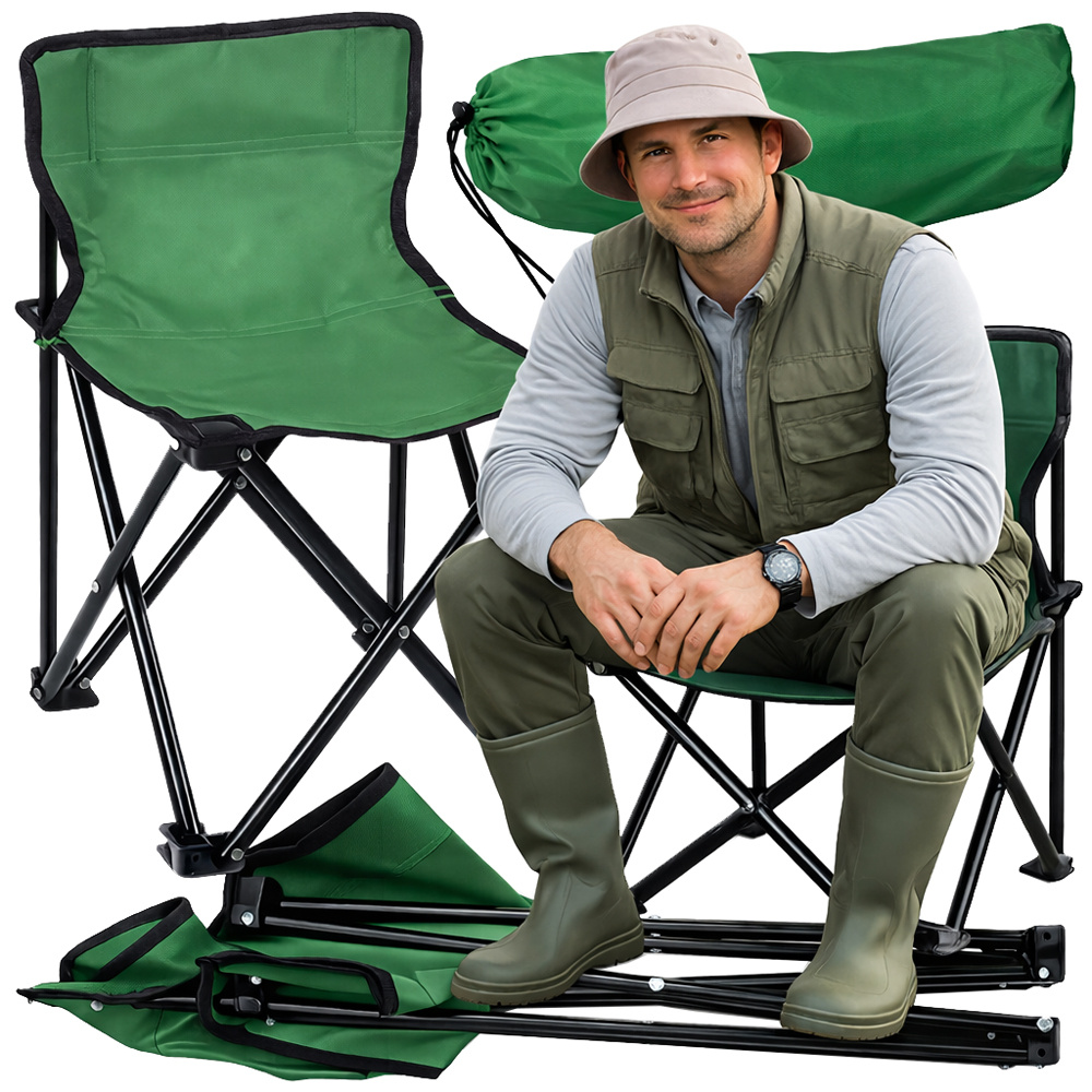 Folding Fishing Chair Portable Camping Seat with Carry Bag, Green
