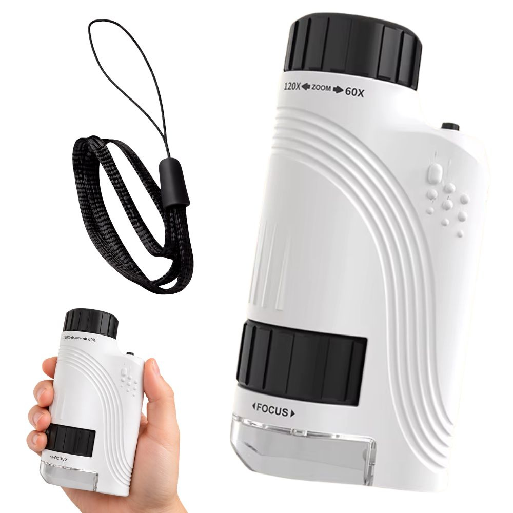 Карманный микроскоп лупа 120x с LED и УФ подсветкой