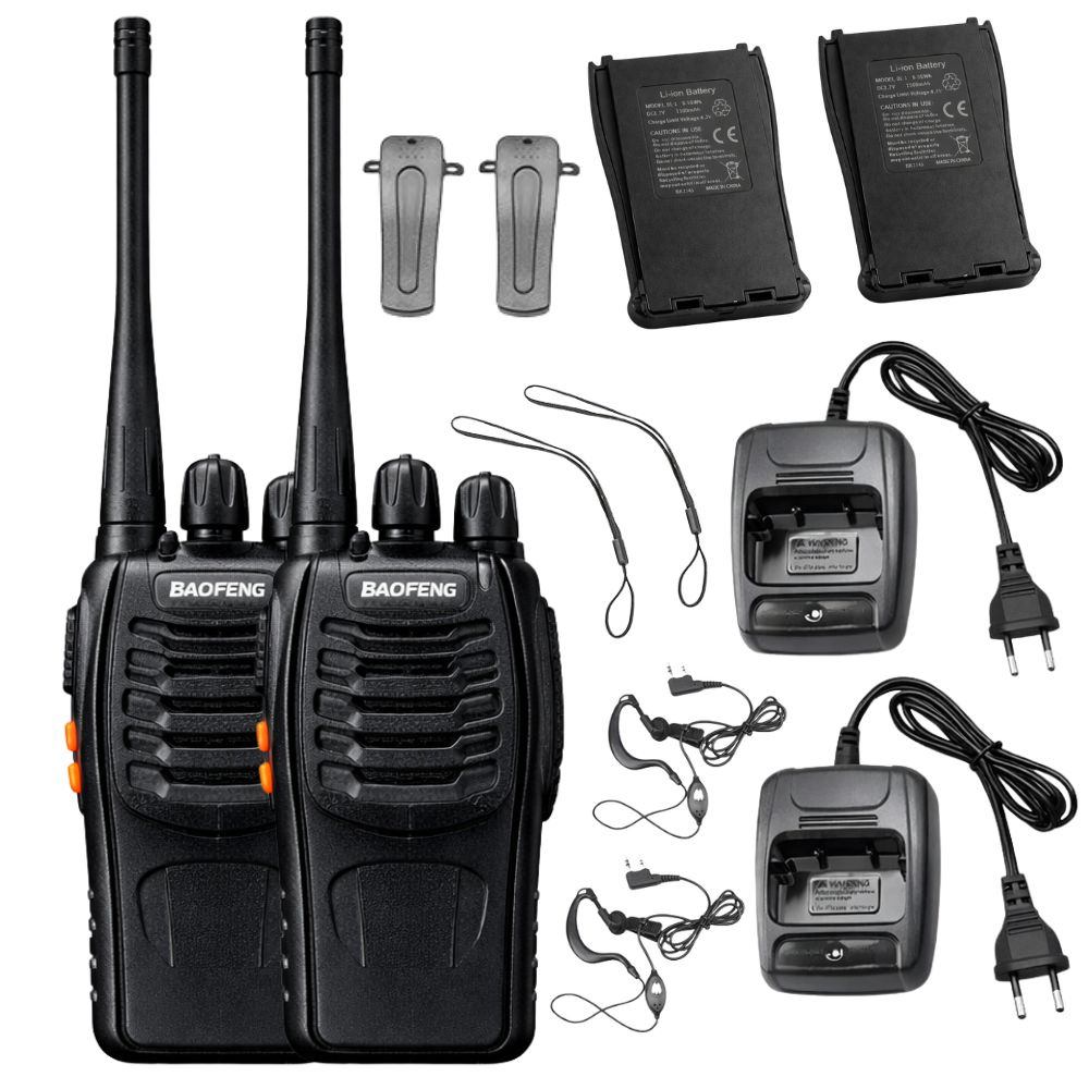 Rācijas Baofeng BF-888S komplekts 8km rādiuss 1500mAh, melns