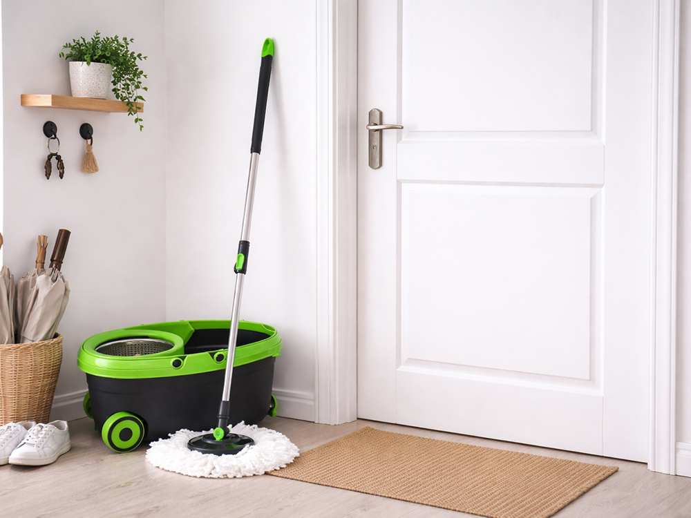 360 Spin Mop and Bucket Set with Wheels and 2 Microfiber Pads
