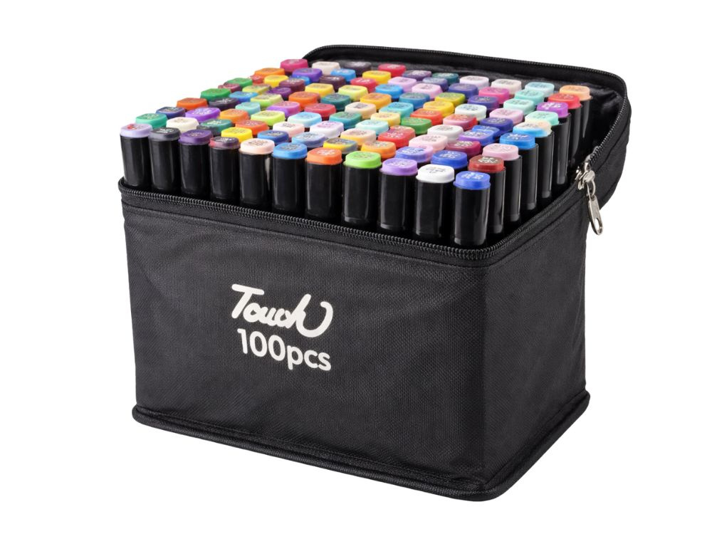 100 Dual Tip Alcohol Markers Set Art Pens with Carrying Case