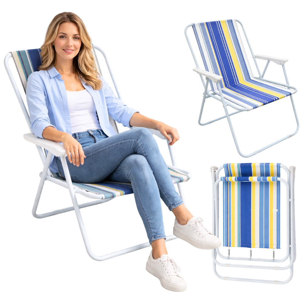 Saliekams pludmales krēsls viegls kempinga krēsls, daudzkrāsains