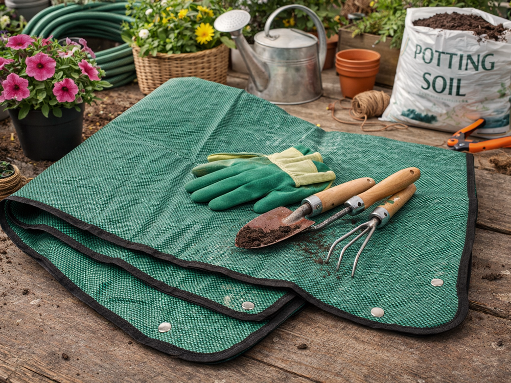 Large Plant Repotting Mat DIVO 116x116cm, green