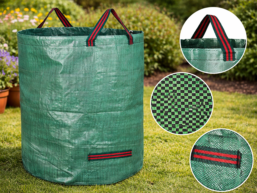 Heavy Duty Garden Leaf Bag 120L Reusable Yard Waste Container DIVO, green