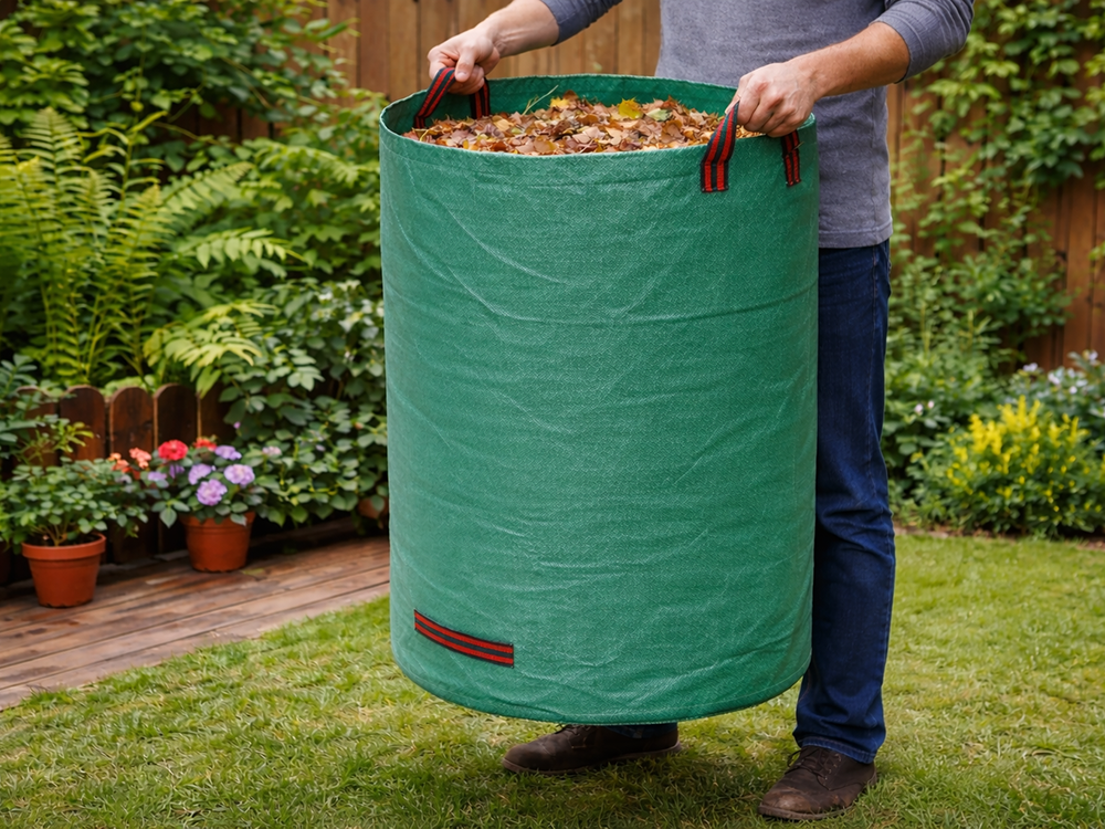 Heavy Duty Garden Leaf Bag 120L Reusable Yard Waste Container DIVO, green