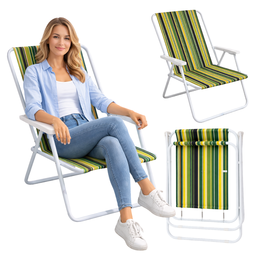 Lightweight Folding Camping Chair with Armrests, multicolored