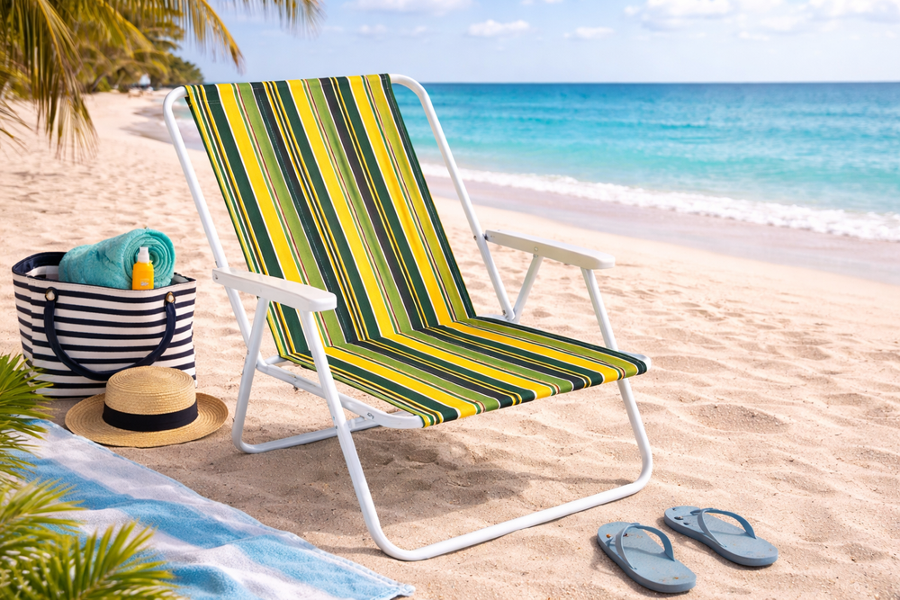 Lightweight Folding Camping Chair with Armrests, multicolored