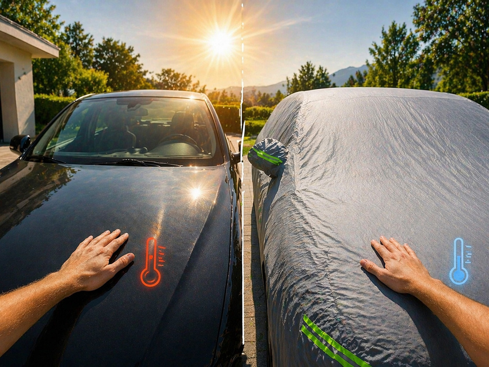 Waterproof Car Cover with Mirror Pockets Size M, Silver