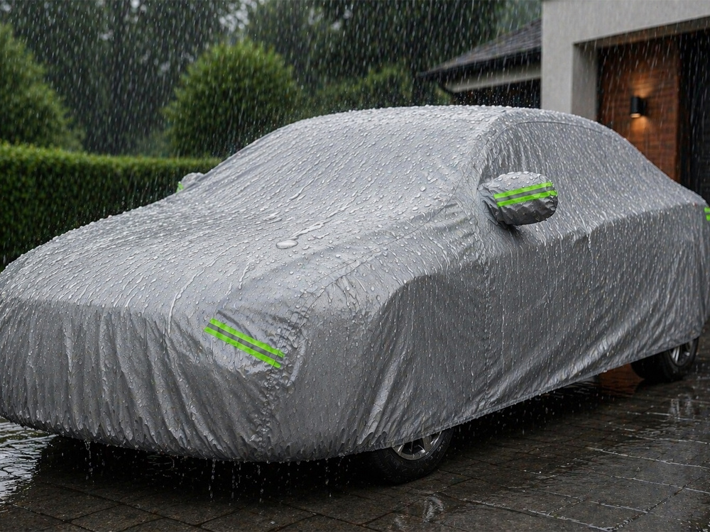 Waterproof Car Cover with Mirror Pockets Size M, Silver