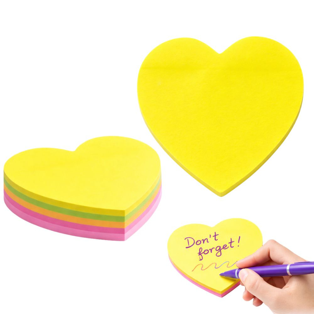 Heart-Shaped Sticky Notes Memo Pad 100 Pcs, mixed colors