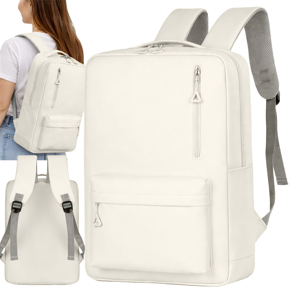 City Laptop Backpack 20L Travel School Bag with USB Port, White