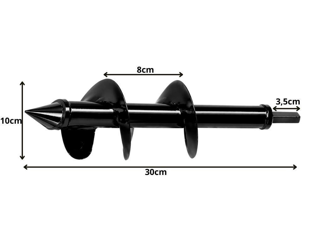 Garden Auger Drill Bit for Planting 30x8cm, Black
