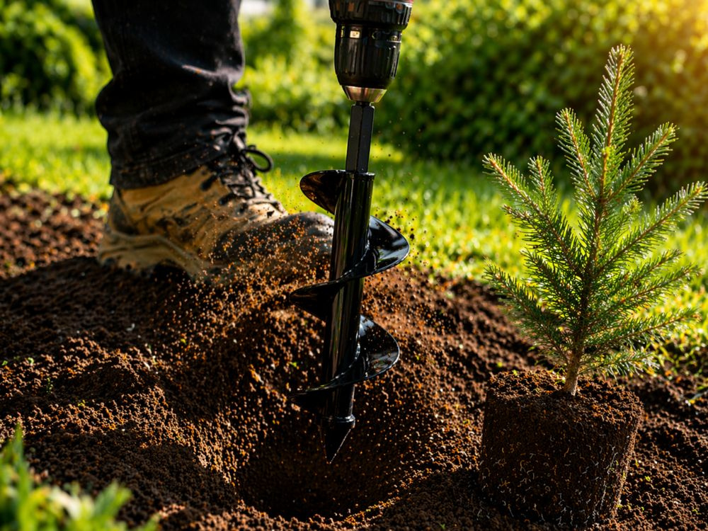 Garden Auger Drill Bit for Planting 30x8cm, Black
