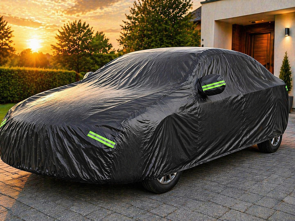 Waterproof Car Cover with Mirror Pockets XXL, Black