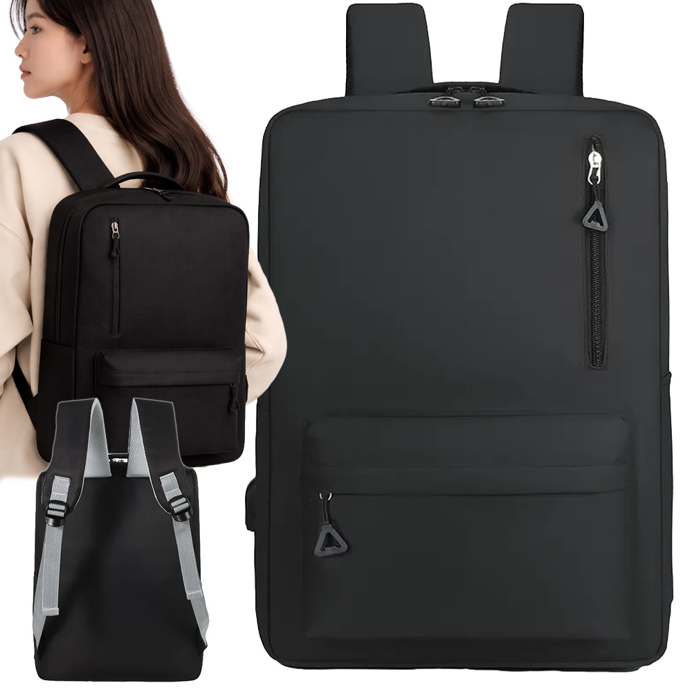 Большой городской дорожный рюкзак с USB-портом 18-20 л, черный