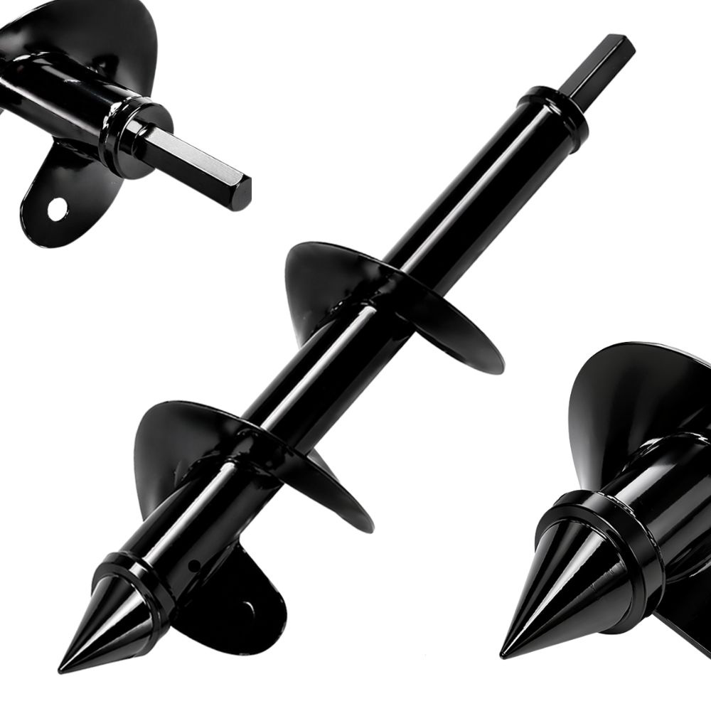 Dārza zemes urbis stādīšanai urbjmašīnai 25 cm, melns