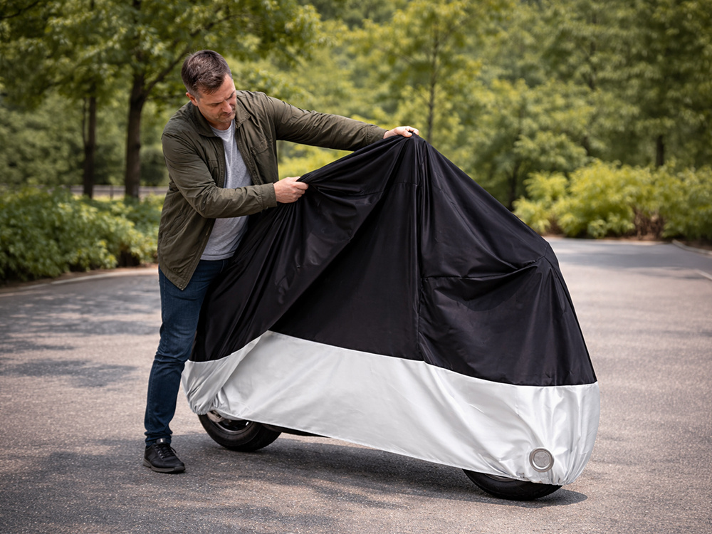 Waterproof Motorcycle and Bicycle Cover XL 215x130 UV Protection, Silver