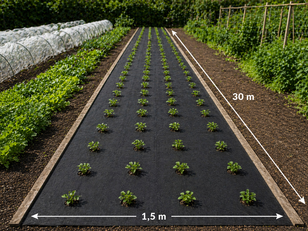 DIVODV Black Weed Control Fabric 50g/m² 1.5m x 30m