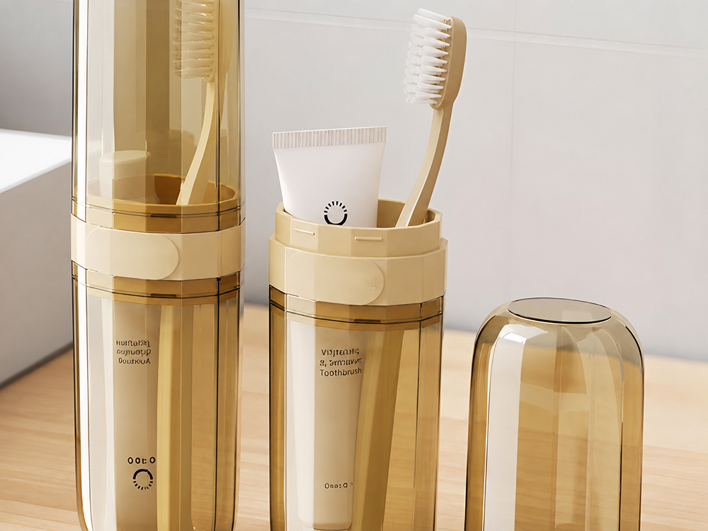Travel Case for Toothbrush and Toothpaste, Yellow