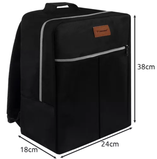 Trizand 23734 Travel Backpack with Toiletry Bag 38x24x18cm, Black