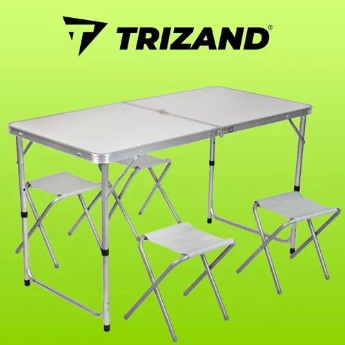 Trizand Camping Set: Folding Table and 4 Chairs
