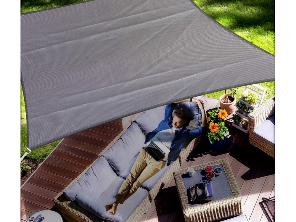 Waterproof Sun Shade Sail 3x2m, Rectangular, Grey
