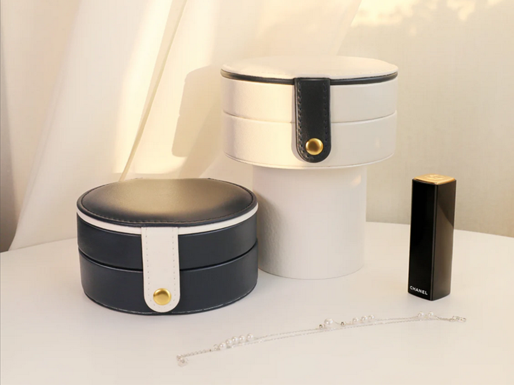 Round Jewelry Box Organizer with Mirror, 11 cm
