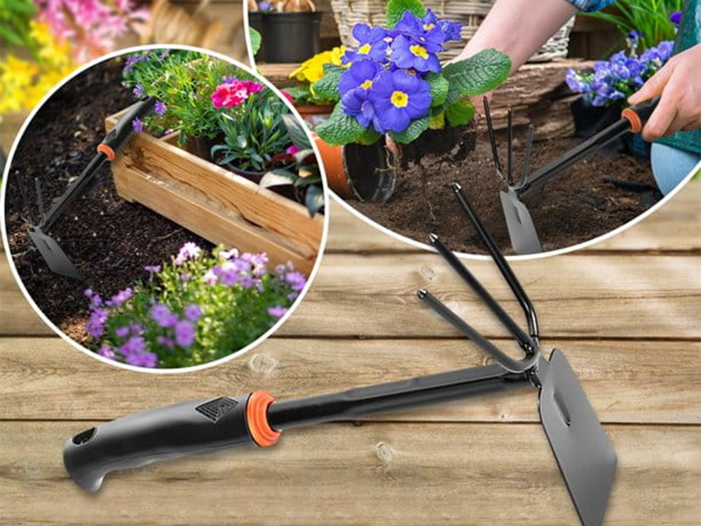 Double-Sided Garden Hoe with Cultivator 27cm
