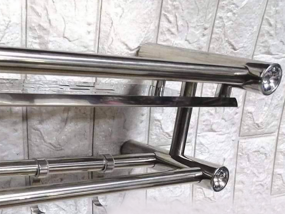 Hanging Bathroom Shelf with Towel Rails, Silver