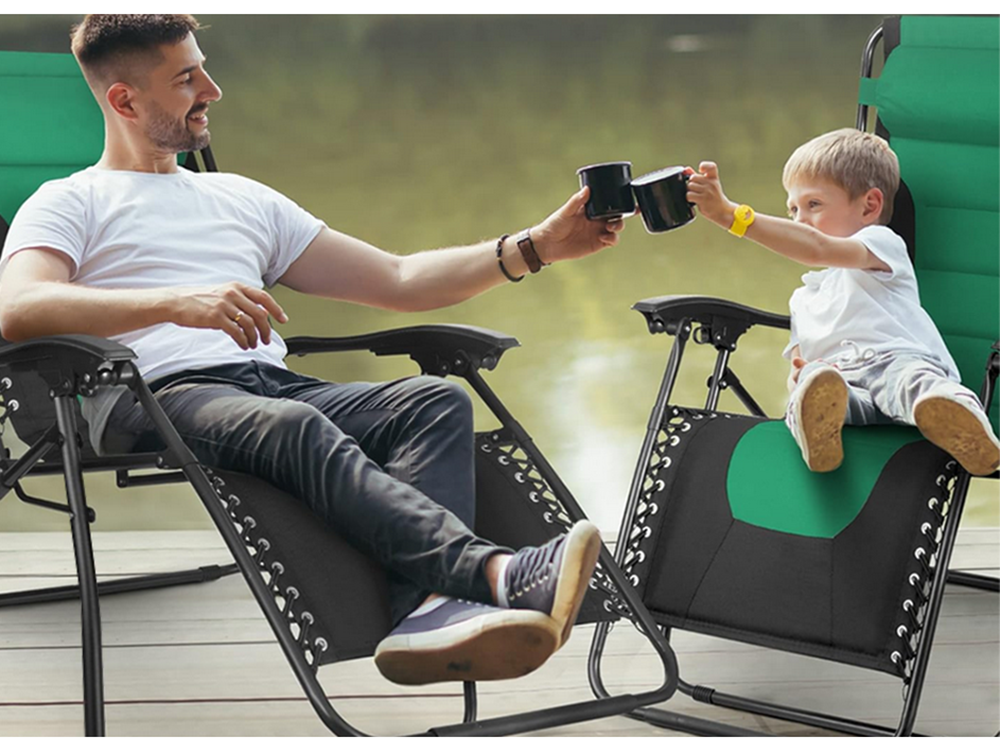 Garden Beach Folding Lounger Chair, Green/Black