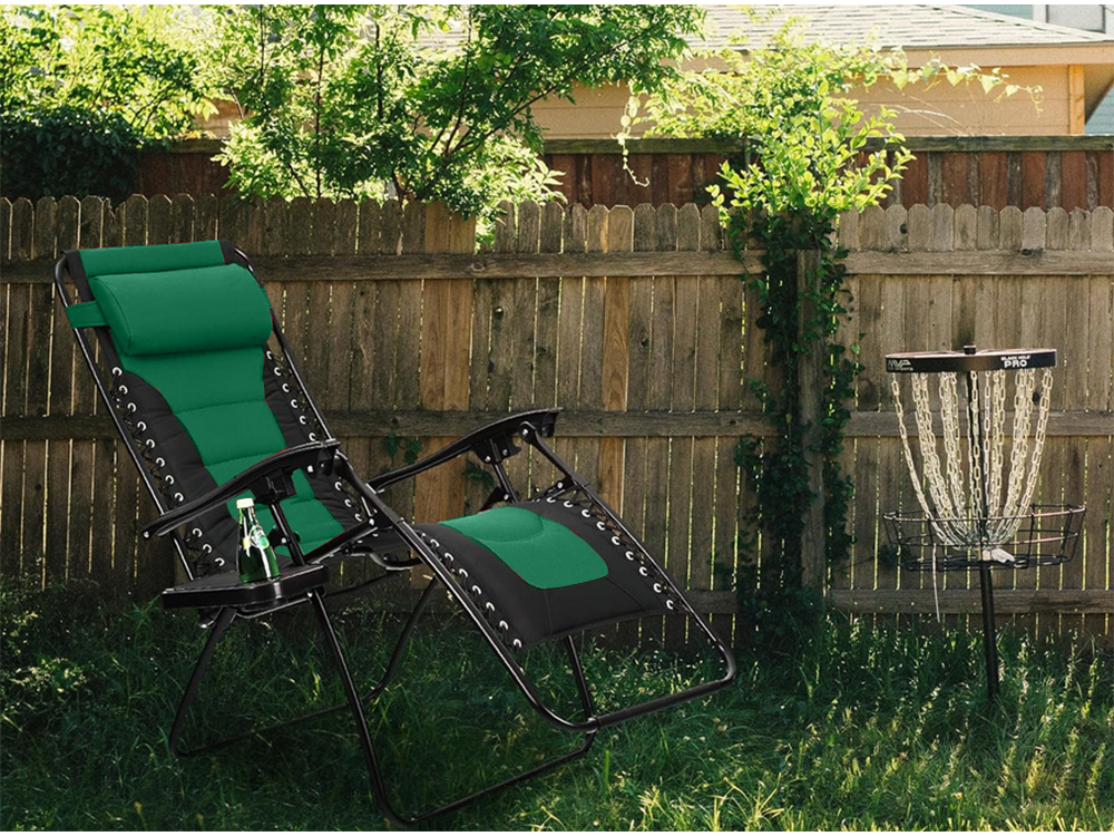 Garden Beach Folding Lounger Chair, Green/Black