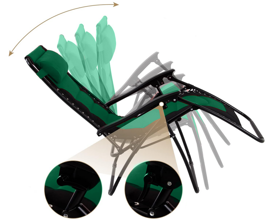 Garden Beach Folding Lounger Chair, Green/Black