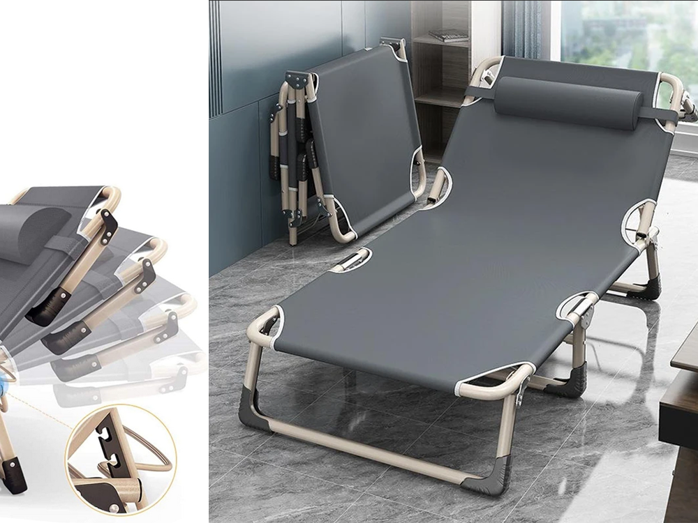 Tūristu Kempinga Militārā Gulta Saliekamā Guļamvieta ar Regulējamu Atzveltni | Tourist Military Camping Folding...
