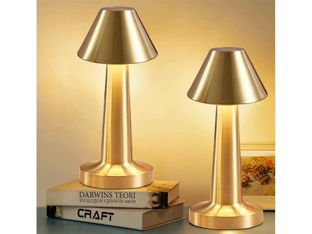 Bezvadu LED galda lampa, skārienvadība, 3 gaismas toņi, zelta
