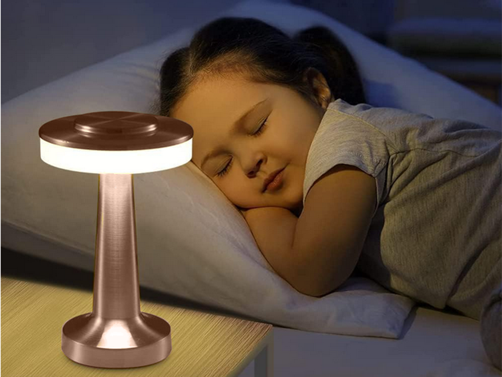 Wireless Touch Table Lamp, 3 Light Shades, Copper