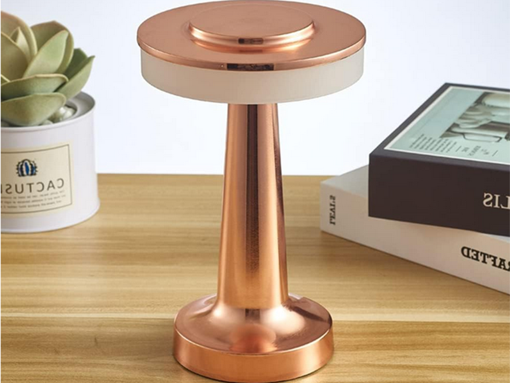 Wireless Touch Table Lamp, 3 Light Shades, Copper