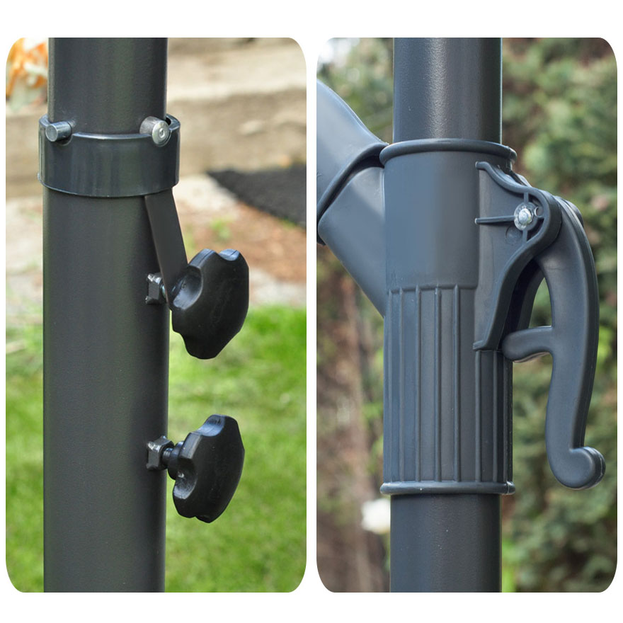 Salokāms Dārza Saulessargs Lietussargs 8 segmenti 350cm, Tumši zils | Folding Garden Umbrella (6)