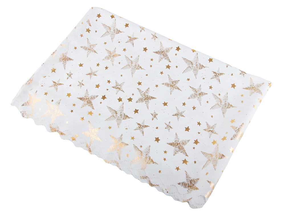 Christmas Tablecloth 140x220cm, White with Stars and Snowflakes