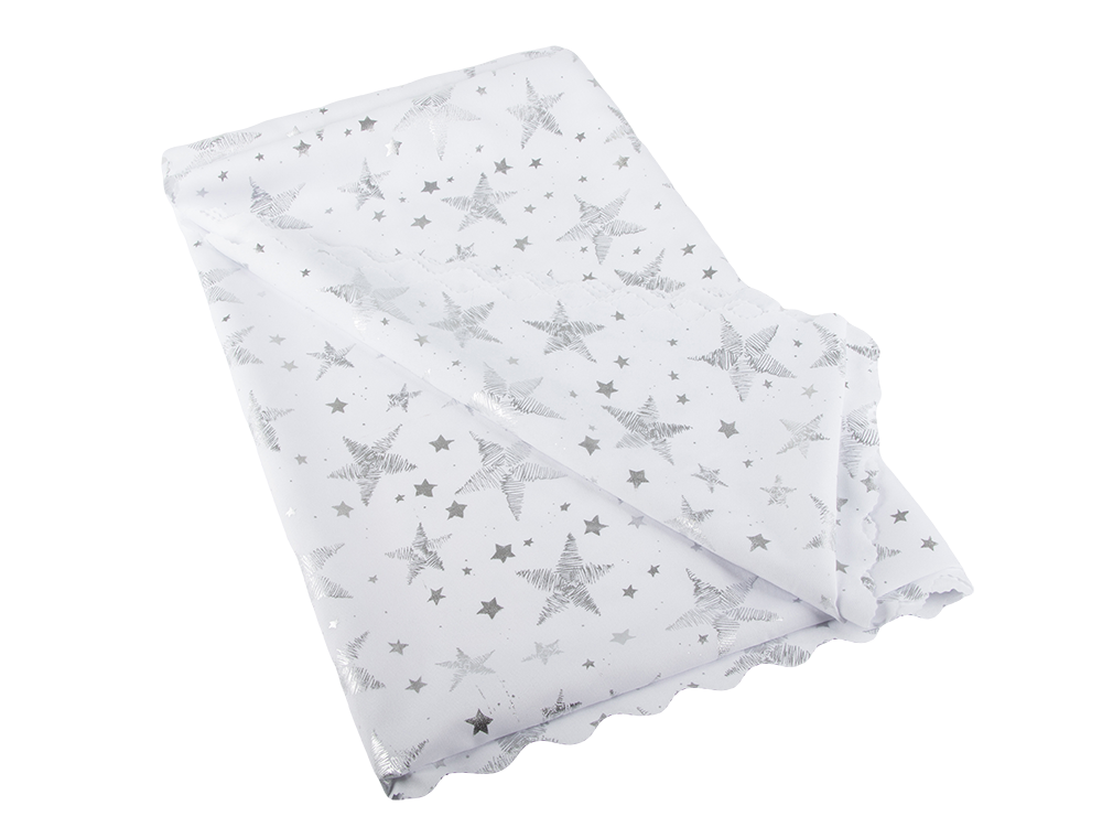 Christmas Tablecloth 140x220cm, White with Stars and Snowflakes