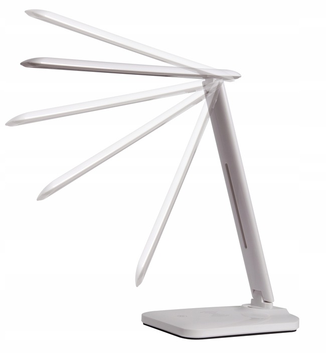 Salokāmā Regulējama LED Galda Lampa ar QI Bezvadu Uzlādi, Balts | Desk LED Lamp with Wireless Charger Qi