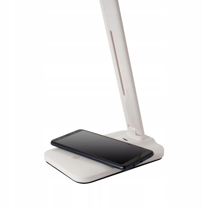 Salokāmā Regulējama LED Galda Lampa ar QI Bezvadu Uzlādi, Balts | Desk LED Lamp with Wireless Charger Qi