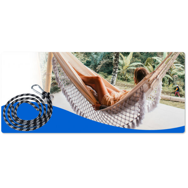Hammock Chair Garden Swing Hanging Mounting Set Assembly Kit (Rope, Сarabiner)