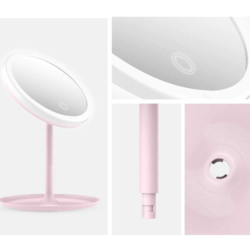 Kosmētisks Galda Spogulis ar LED Apgaismojumu, Balts | Round Make-up Table Mirror with LED Lighting