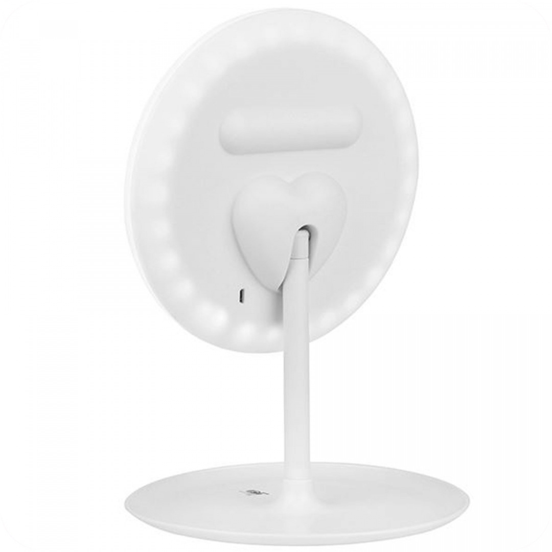 Kosmētisks Galda Spogulis ar LED Apgaismojumu, Rozā | Round Make-up Table Mirror with LED Lighting
