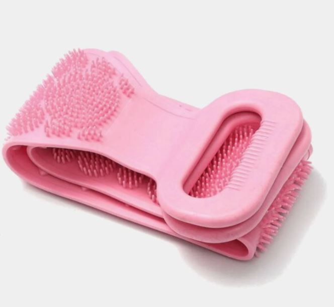 Bath Sponge Shower Body Legs Massager Silicone Brush, Pink