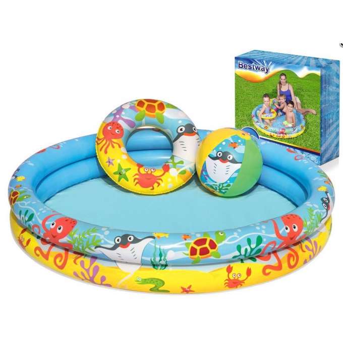 Piepūšams bērnu baseins BESTWAY 51124 ar peldēšanas riņķi un bumbu | Inflatable Pool for Children