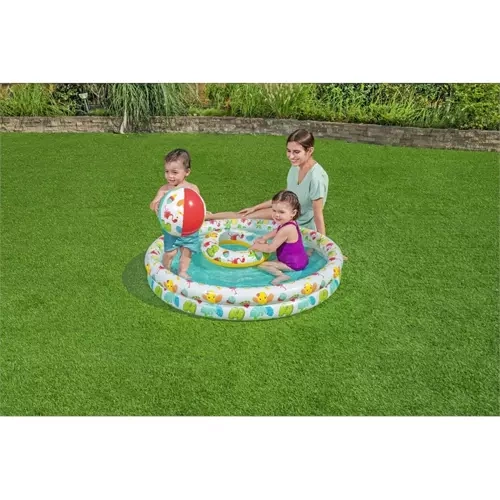 Надувной бассейн 3-в-1 Bestway 51124 с мячом и кругом, 122 см