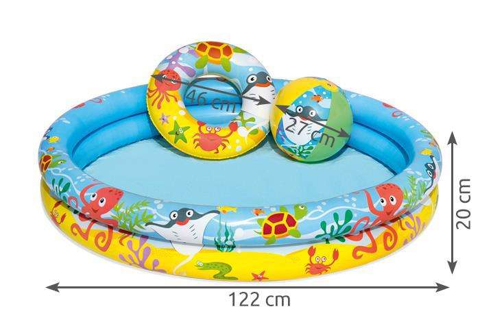 Piepūšams bērnu baseins BESTWAY 51124 ar peldēšanas riņķi un bumbu | Inflatable Pool for Children (4)